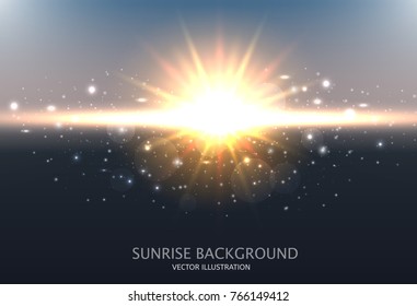 Abstract Shining Background. Design with sunrise, sky, sun and the blurred effect. Vector illustration.