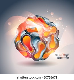 Abstrato bola brilhante de transformar formas em um fundo cinza. Ilustração vetorial.
