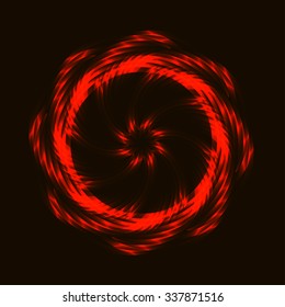 Abstract shining blue fractal shape. Red fire frame. Burning ring. Vector decorative design element. Festive New Year, holiday, event, advertisement bright background. 