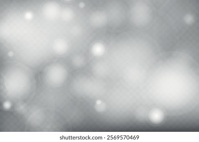 Abstract shining bokeh isolated on transparent background. Lights and sparks glitter glowing effect. Lens flare Christmas or New Year holiday card.