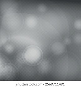 Abstract shining bokeh isolated on transparent background. Lights and sparks glitter glowing effect. Lens flare Christmas or New Year holiday card.