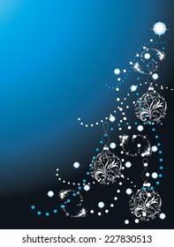 Abstract shining Christmas tree on the dark blue background. Vector