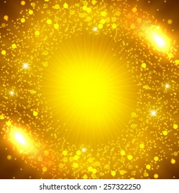 Abstract shining circle with glow and sparkles. Vector illustration