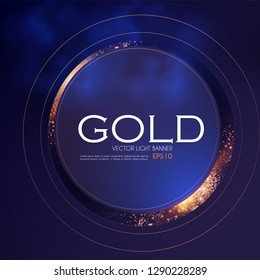 Abstract Shining Circle Gold Banner with Light Effect. Vector illusratration