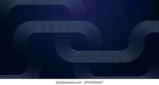 Líneas de círculo brillantes abstractas sobre fondo azul oscuro. Diseño de arte geométrico 3D. Líneas azules brillantes modernas. Concepto de tecnología futurista. Adecuado para cubiertas, carteles, banners, folletos, sitios web.