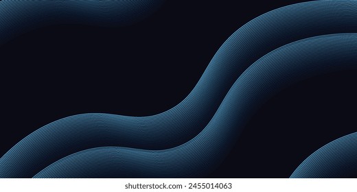 Abstract shining circle lines on black background. Geometric line art design. Modern shiny blue lines. Futuristic technology concept.