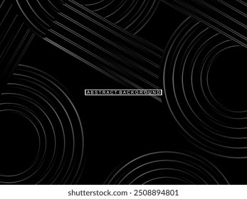 Abstrato linhas de círculo brilhante no fundo preto. Projeto geométrico de arte de linha. Modernas linhas pretas brilhantes. Conceito de tecnologia futurista. Adequado para cartazes, capas, banners, brochuras, sites, etc.