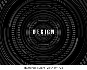 Abstractas líneas circulares brillantes sobre fondo negro. Diseño de arte de línea geométrica. Líneas negras brillantes modernas. Concepto de tecnología futurista. Adecuado para carteles, cubiertas, Anuncios, folletos, Sitios web, etc.