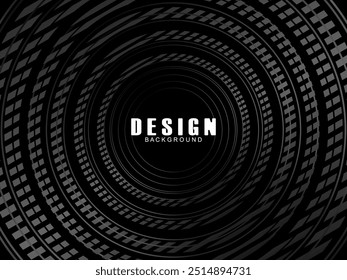 Abstractas líneas circulares brillantes sobre fondo negro. Diseño de arte de línea geométrica. Líneas negras brillantes modernas. Concepto de tecnología futurista. Adecuado para carteles, cubiertas, Anuncios, folletos, Sitios web, etc.
