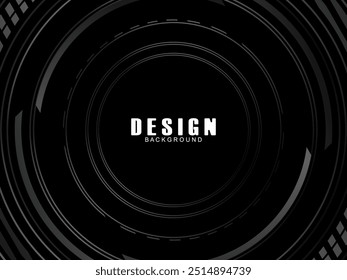 Abstrato linhas de círculo brilhante no fundo preto. Projeto geométrico de arte de linha. Modernas linhas pretas brilhantes. Conceito de tecnologia futurista. Adequado para cartazes, capas, banners, brochuras, sites, etc.