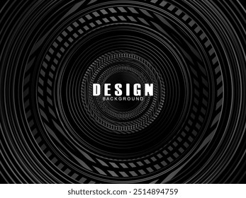 Abstract shining circle lines on black background. Geometric line art design. Modern shiny black lines. Futuristic technology concept. Suitable for posters, covers, banners, brochures, websites, etc.