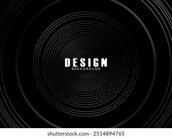 Abstractas líneas circulares brillantes sobre fondo negro. Diseño de arte de línea geométrica. Líneas negras brillantes modernas. Concepto de tecnología futurista. Adecuado para carteles, cubiertas, Anuncios, folletos, Sitios web, etc.