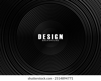 Abstractas líneas circulares brillantes sobre fondo negro. Diseño de arte de línea geométrica. Líneas negras brillantes modernas. Concepto de tecnología futurista. Adecuado para carteles, cubiertas, Anuncios, folletos, Sitios web, etc.