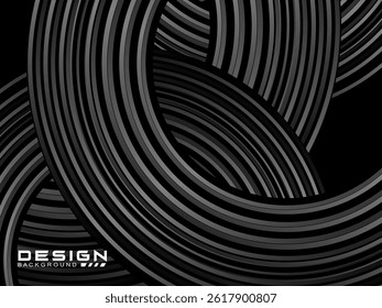 Abstract shining circle lines on black background. Geometric line art design. Modern shiny black lines. Futuristic technology concept. Suitable for posters, covers, banners, brochures, websites, etc