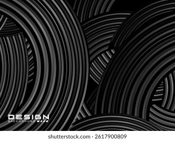 Abstract shining circle lines on black background. Geometric line art design. Modern shiny black lines. Futuristic technology concept. Suitable for posters, covers, banners, brochures, websites, etc
