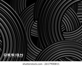 Abstract shining circle lines on black background. Geometric line art design. Modern shiny black lines. Futuristic technology concept. Suitable for posters, covers, banners, brochures, websites, etc