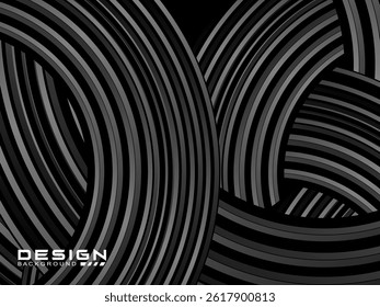Abstract shining circle lines on black background. Geometric line art design. Modern shiny black lines. Futuristic technology concept. Suitable for posters, covers, banners, brochures, websites, etc