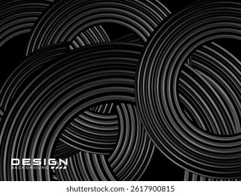 Abstract shining circle lines on black background. Geometric line art design. Modern shiny black lines. Futuristic technology concept. Suitable for posters, covers, banners, brochures, websites, etc