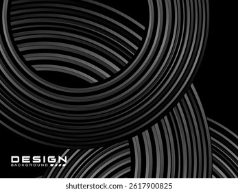 Abstract shining circle lines on black background. Geometric line art design. Modern shiny black lines. Futuristic technology concept. Suitable for posters, covers, banners, brochures, websites, etc