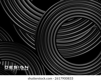 Abstract shining circle lines on black background. Geometric line art design. Modern shiny black lines. Futuristic technology concept. Suitable for posters, covers, banners, brochures, websites, etc