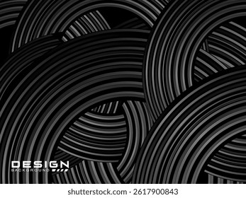 Abstract shining circle lines on black background. Geometric line art design. Modern shiny black lines. Futuristic technology concept. Suitable for posters, covers, banners, brochures, websites, etc