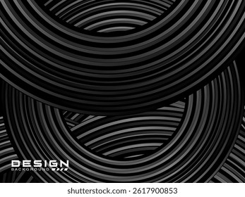 Abstract shining circle lines on black background. Geometric line art design. Modern shiny black lines. Futuristic technology concept. Suitable for posters, covers, banners, brochures, websites, etc