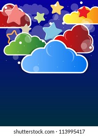 abstract shining cloud and stars in the night sky vector background