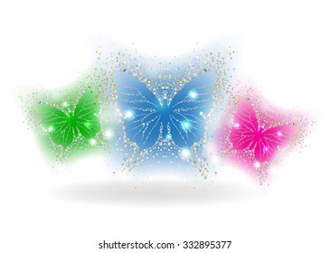 Abstract shining colorful butterflies