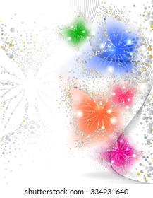 Abstract shining colorful butterflies background