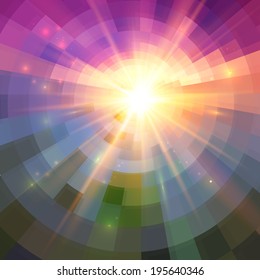 Abstract shining concentric mosaic vector background