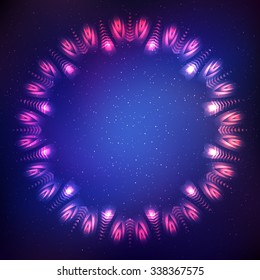 Abstract shining cosmic  frame star on blue background