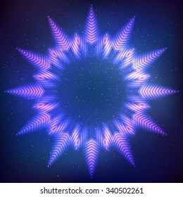 Abstract shining cosmic  frame star on blue background