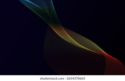 Líneas fluidas brillantes Abstractas sobre fondo oscuro. Líneas onduladas dinámicas

