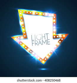 Abstract Shining Frame. Retro Light Banner. Vector illustration