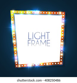 Abstract Shining Frame. Retro Light Banner. Vector illustration