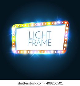 Abstract Shining Frame. Retro Light Banner. Vector illustration