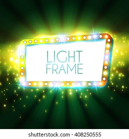 Abstract Shining Frame. Retro Light Banner. Vector illustration