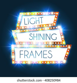 Abstract Shining Frame. Retro Light Banner. Vector illustration