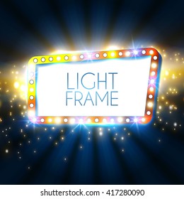 Abstract Shining Frame. Retro Light Banner. Vector illustration