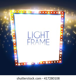 Abstract Shining Frame. Retro Light Banner. Vector illustration