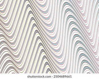 Abstrakt leuchtende Gardien-Wellenlinien auf weißem Hintergrund. Dynamisches Wellenmuster. Moderne fließende Wellenlinien. Futuristisches Technologiekonzept. Geeignet für Plakate, Cover, Broschüren, Flyer, Websites usw.