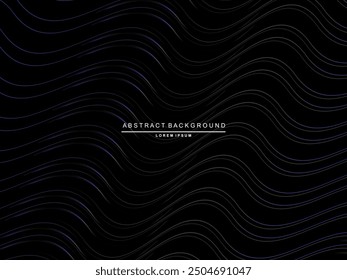 Abstractas líneas brillantes de la onda del jardín en el fondo negro. Patrón de onda dinámica. Líneas onduladas que fluyen modernas. Concepto de tecnología futurista. Adecuado para carteles, cubiertas, folletos, volantes, Sitios web, etc.