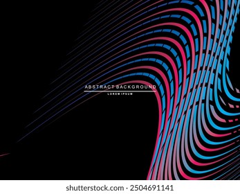 Abstract shining gardien wave lines on black background. Dynamic wave pattern. Modern flowing wavy lines. Futuristic technology concept. Suitable for posters, covers, brochures, flyers, websites, etc.