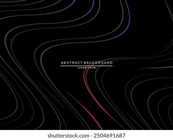 Abstract shining gardien wave lines on black background. Dynamic wave pattern. Modern flowing wavy lines. Futuristic technology concept. Suitable for posters, covers, brochures, flyers, websites, etc.