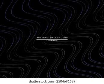Abstract shining gardien wave lines on black background. Dynamic wave pattern. Modern flowing wavy lines. Futuristic technology concept. Suitable for posters, covers, brochures, flyers, websites, etc.