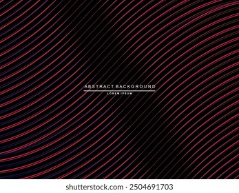Abstract shining gardien wave lines on black background. Dynamic wave pattern. Modern flowing wavy lines. Futuristic technology concept. Suitable for posters, covers, brochures, flyers, websites, etc.
