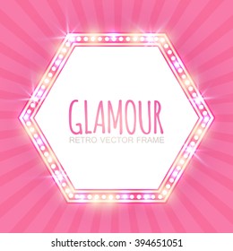 Abstract Shining Glamour Banner. Pink Fashion, Casino, Show, Club, Cinema, Kid & Princess Design. Vector illustration.