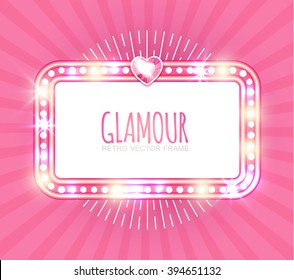 Abstract Shining Glamour Banner. Pink Fashion, Casino, Show, Club, Cinema, Kid & Princess Design. Vector illustration.
