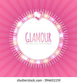 Abstract Shining Glamour Banner. Pink Fashion, Casino, Show, Club, Cinema, Kid & Princess Design. Vector illustration.