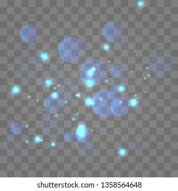 Abstract shining  glowing bokeh lights isolated on transparent background.  Festive purple and golden luminous background. Christmas concept.